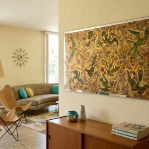 Alternative view of Panneau de verre miroir églomisé oiseaux de paradis 1950
