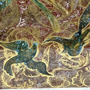 Panneau de verre miroir églomisé oiseaux de paradis 1950 – Image 3