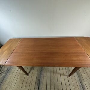 Table à manger scandinave vintage en teck 1970'S – 2 allonges intégrées – Image 8