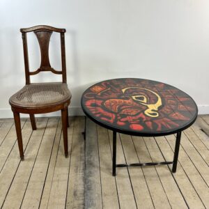 Table basse ronde vintage en céramique graphique rouge et jaune 1960'S – Image 10