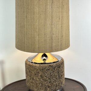 Lampe vintage en liège et chrome 1970