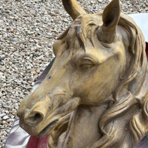 Enseigne chevaline en zinc Tête de cheval dans fer a cheval Début XX eme – Image 5