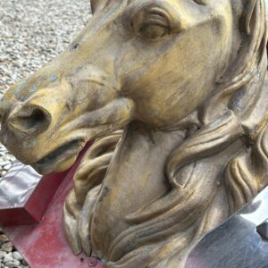 Enseigne chevaline en zinc Tête de cheval dans fer a cheval Début XX eme – Image 6
