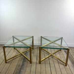 Paire de bouts de canapé italien en laiton et verre années 70 – Image 12