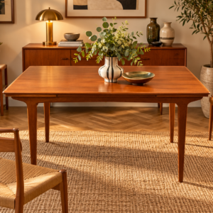 Alternative view of Table à manger scandinave vintage en teck 1970'S – 2 allonges intégrées